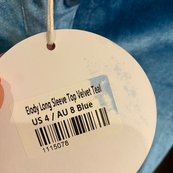 PRINCESS POLLY- ELODY LONG SLEEVE TOP VELVET TEAL - Picture 5 of 6